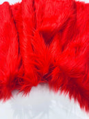 60" Solid Shaggy Faux Fur - Red - Long Pile Luxury Shaggy Soft Faux Fur Fabric By Yard