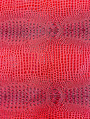 Faux Gator Print Vinyl Fabric - Red - High Quality Faux Animal Skin Vinyl Sold by Yard