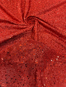 Sparkle Glitter Beaded Fabric - Red - Shimmer Stretch Glitter Fabric with Beads and Sequins Sold By Yard