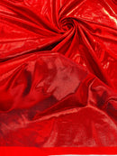 60" Metallic Foil Fabric - Red - 4 Way Stretch Spandex Foggy Foil Shiny Metallic Fabric by Yard