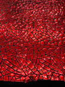 Mirror Sequins Velvet - Red - Shiny Mirror Cut Sequins on Velvet By Yard