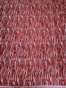 Glitter Zebra Stripe Fabric - Red - Zebra Lines Glitter Design on Lace Fabric By Yard
