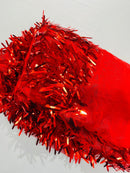 Sword Shaped Sequins - Red - Hanging Solid Sequins On Mesh Fabric By Yard