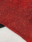 Metallic Foil Sequins - Red - 2 Way Stretch Spandex with 5mm Sequins Fabric by yard