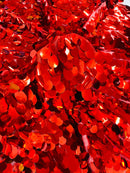 Oval Jumbo Paillette Sequins - Red - Big Oval Paillette Sequins Design Fabric By Yard