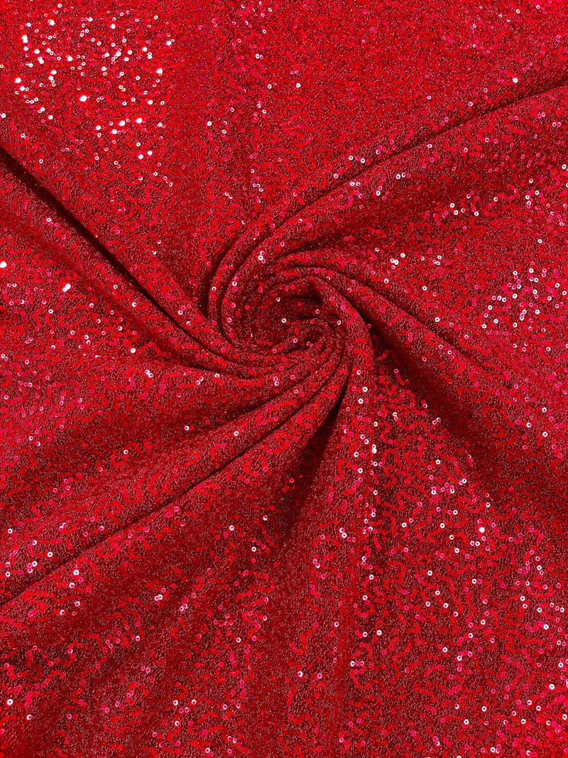 Lurex Stretch Fabric - Red - Shiny Metallic 4 Way Stretch Sequins Lurex Spandex Fabric by Yard