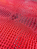 Faux Gator Print Vinyl Fabric - Red - High Quality Faux Animal Skin Vinyl Sold by Yard