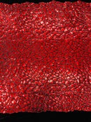 Mirror Sequins Velvet - Red - Shiny Mirror Cut Sequins on Velvet By Yard