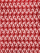 Metallic Floral Butterfly Fabric - Red - Embroidered Floral Butterfly Design Mesh Fabric by Yard