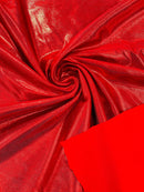 60" Metallic Foil Fabric - Red - 4 Way Stretch Spandex Foggy Foil Shiny Metallic Fabric by Yard