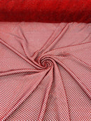 Fishnet Solid Rhinestones Fabric - Red - Spandex Fabric Fish Net with Crystal Stones by Yard
