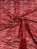 Glitter Zebra Stripe Fabric - Red - Zebra Lines Glitter Design on Lace Fabric By Yard