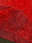 Lurex Stretch Fabric - Red - Shiny Metallic 4 Way Stretch Sequins Lurex Spandex Fabric by Yard