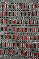 Geometric Stretch Sequin - Red / Black - Fancy Gem Design on Mesh By Yard