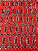 Geometric Stretch Sequin - Red Iridescent - Fancy Gem Design on Mesh By Yard