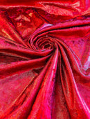 Foggy Foil Velvet Fabric - Red - Oil Slick 58/60" Stretch Foil Velvet Fabric By Yard