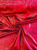 Foggy Foil Velvet Fabric - Red - Oil Slick 58/60" Stretch Foil Velvet Fabric By Yard