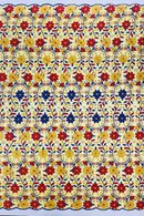 Multi-Color Floral Fabric - Red/Yellow/Blue - Floral Design Embroidery Lace Fabric By Yard