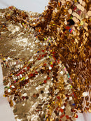 Circle Paillette Sequins - Rose Gold - Large Round Paillette Sequins Design Fabric By Yard