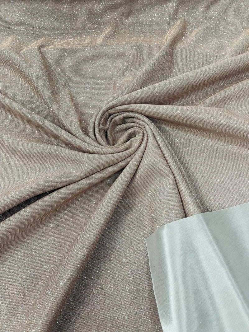 Shimmer Glitter Fabric - Rose Gold - Luxury Sparkle Stretch Solid Fabric Sold By Yard