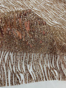 Glitter Zebra Stripe Fabric - Rose Gold - Zebra Lines Glitter Design on Lace Fabric By Yard