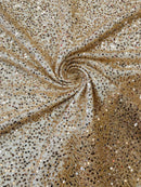 Beaded Sequins Pearl Fabric - Rose Gold - Embroidered Pearl Beads and Sequins on Lace By Yard