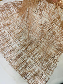 Glitter Line Mesh Sequins Fabric - Rose Gold - Shiny Sequins and Glitter on Mesh Fabric by Yard