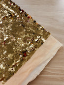 Circle Paillette Sequins - Rose Gold - Large Round Paillette Sequins Design Fabric By Yard