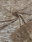 Glitter Zebra Stripe Fabric - Rose Gold - Zebra Lines Glitter Design on Lace Fabric By Yard
