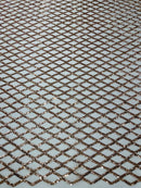 Diamond Net Sequins Fabric - Rose Gold - Geometric Diamond Net Design on Mesh Lace Fabric By Yard