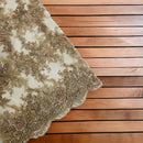 Tauros Beaded Design - Rose Gold - Floral Beads and Sequins Embroidered on a Mesh Sold By Yard