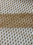 Diamond Design Glitter Fabric - Rose Gold - Triangle Shiny Glitter Mesh with Flower Decor by Yard