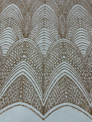 Shiny Glitter Geometric Fabric - Rose Gold - Glitter Geometric Design Lace Mesh Fabric By Yard