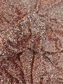 58/60" Velvet Sequins Stretch Fabric - Rose Gold  - Velvet Sequins 2 Way Stretch By Yard