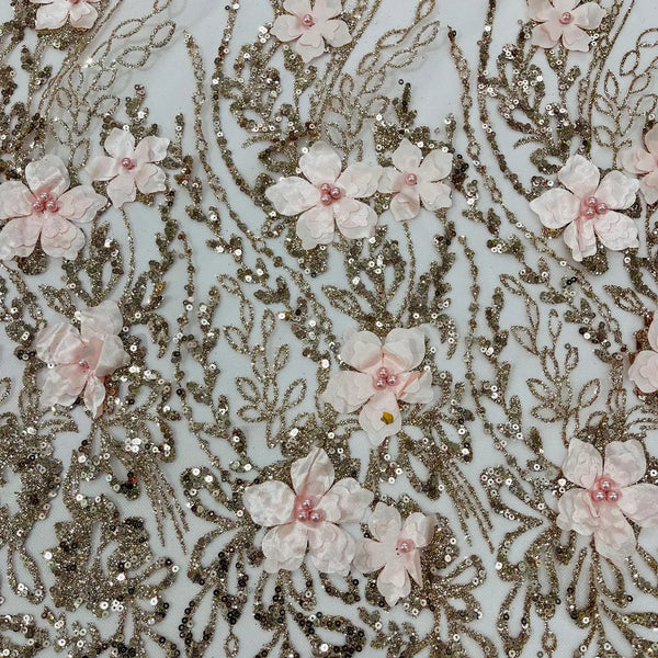 3 yards - Embroidered & Sequin hotsell Floral Fabric - Beautiful and unique - Dark Brown Cotton w/Fuscia Sequins - Embroidered Flowers