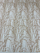 Tulle Glitter Galaxy Design Fabric - Rose Gold - Tulle Fabric with Sparkle Glitter Design Sold By Yard