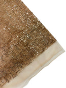 Glitter Line Mesh Sequins Fabric - Rose Gold - Shiny Sequins and Glitter on Mesh Fabric by Yard