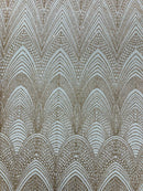 Shiny Glitter Geometric Fabric - Rose Gold - Glitter Geometric Design Lace Mesh Fabric By Yard