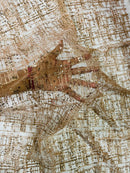 Glitter Line Mesh Sequins Fabric - Rose Gold - Shiny Sequins and Glitter on Mesh Fabric by Yard