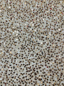 Beaded Sequins Pearl Fabric - Rose Gold - Embroidered Pearl Beads and Sequins on Lace By Yard