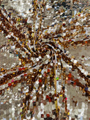 Circle Paillette Sequins - Rose Gold - Large Round Paillette Sequins Design Fabric By Yard