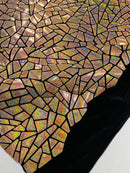 Mirror Sequins Velvet - Rose Gold Holographic - Shiny Mirror Cut Sequins on Velvet By Yard