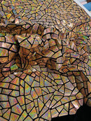 Mirror Sequins Velvet - Rose Gold Holographic - Shiny Mirror Cut Sequins on Velvet By Yard