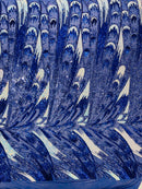 Olivia Sequins Design - Royal / Aqua - 4 Way Stretch Multi Color Sequin Fabric on Mesh Sold By Yard