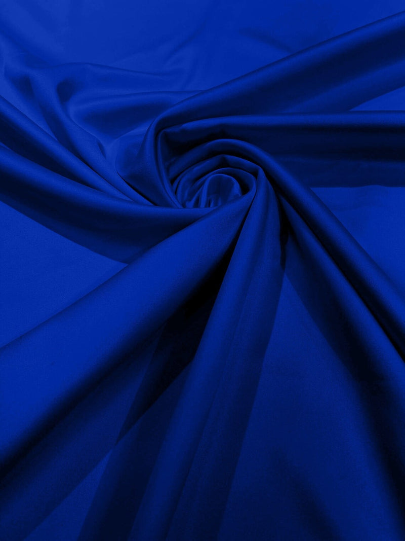 Matte L'Amour Stretch Satin - Royal Blue - Stretch Satin Fabric For Bridal, Prom Dress Sold By Yard