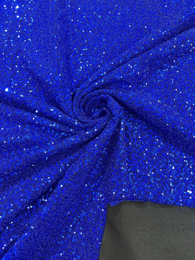 Lurex Stretch Fabric - Royal Blue  - Shiny Metallic 4 Way Stretch Sequins Lurex Spandex Fabric by Yard