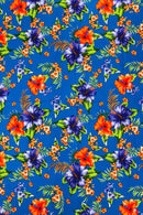 Hawaiian Floral Print Fabric - Royal Blue - 45" Hibiscus Tropical Flower Cotton Fabric by Yard (Copy)