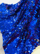 Circle Paillette Sequins - Royal Blue - Large Round Paillette Sequins Design Fabric By Yard