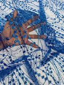 Tulle Glitter Galaxy Design Fabric - Royal Blue - Tulle Fabric with Sparkle Glitter Design Sold By Yard
