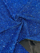 Metallic Foil Sequins - Royal Blue - 2 Way Stretch Spandex with 5mm Sequins Fabric by yard